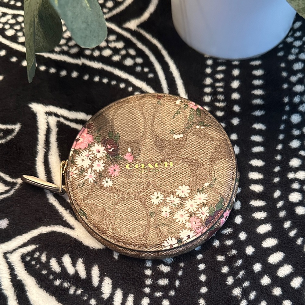 Coach Tan Floral Key Holder